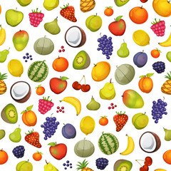 Fototapeta na wymiar Seamless Fruit Icons Background