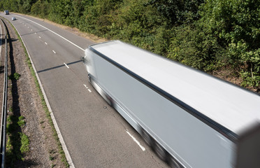 Lorry in motion on the motorway