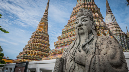 The beautiful of  stone Thai - Chinese style sculpture and thai art architecture  in Wat Phra...