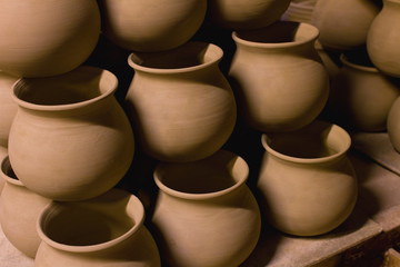 Clay pots at the pottery workshop