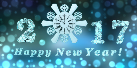 Happy new year 2017, 3D rendering