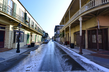 The streets of the French Quarter of New Orleans in Louisiana.