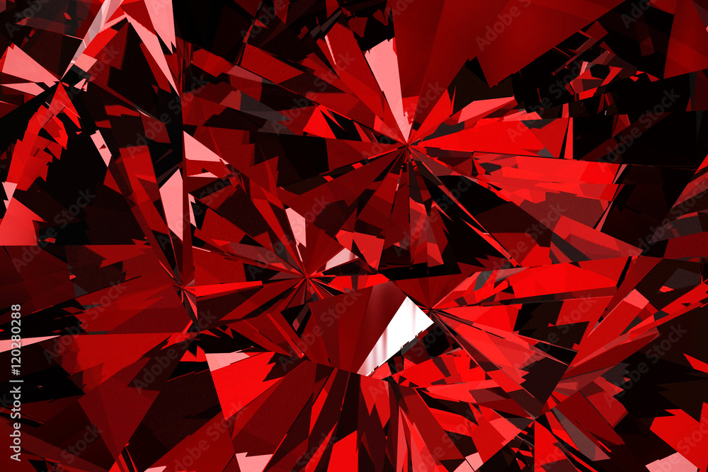 Poster red diamond and crystal close-up texture background 3d rendering
