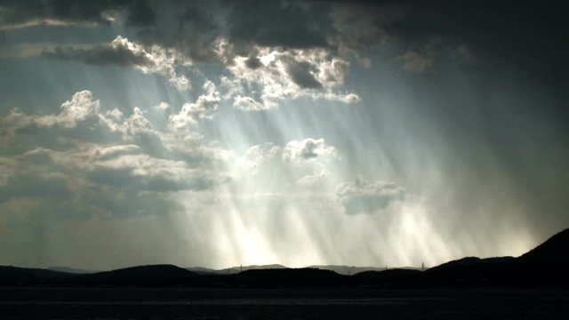 Curtains of Rain over Ocean Time Lapse