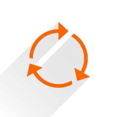 Flat orange arrow icon reload sign on white