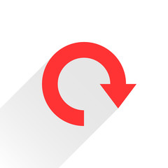 Flat red arrow icon repeat sign on white