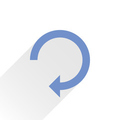 Flat blue arrow icon reset sign on white