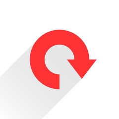 Flat red arrow icon reload, refresh, rotation sign
