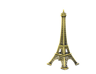 Fototapeta na wymiar Eiffel tower replica on white background