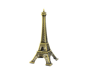 Eiffel tower replica on white background