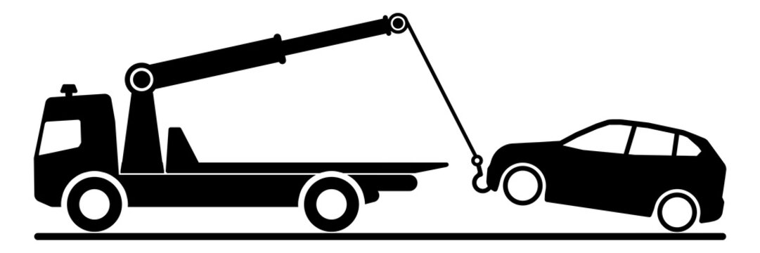 spr0 SignParkRaum - german - Abschleppwagen mit Auto am Haken