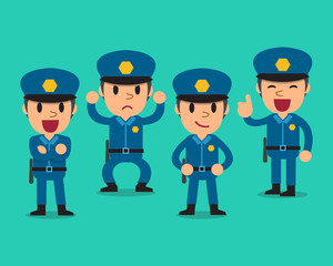 Cartoon policeman character poses