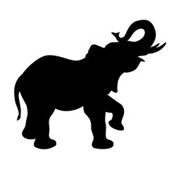 elephant black silhouette vector illustration side view