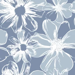 Vector seamless pattern with hand-drawn ink flowers © akhmett