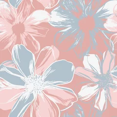Tafelkleed Vector naadloos patroon met handgetekende inktbloemen © akhmett