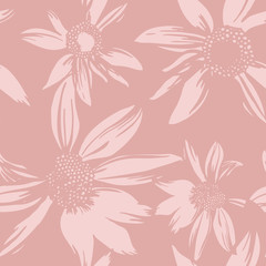 Vector seamless pattern with hand-drawn ink flowers