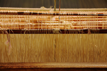 weaving loom for silk, heddle is a component in a loom
