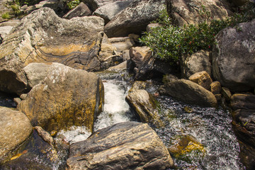Stones condo, waterfall in sunny day - Serra da Canastra Nationa