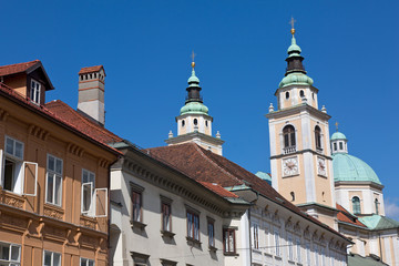 Fototapeta premium Ljubljana St. Nicholas cathedral steeples
