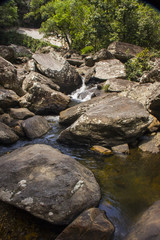 Stones condo, waterfall in sunny day - Serra da Canastra Nationa