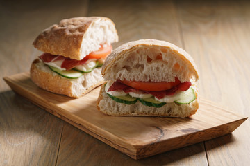 italian sandwich with speck and mozzarella