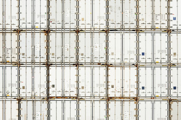 industrial port with containers refrigerators