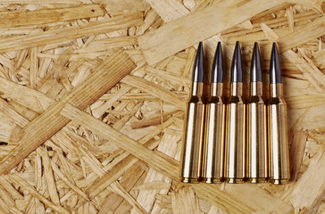 Bullets on Wooden texture
