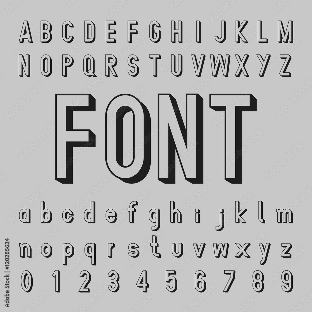 Poster create alphabet vector font design black font on a gray background