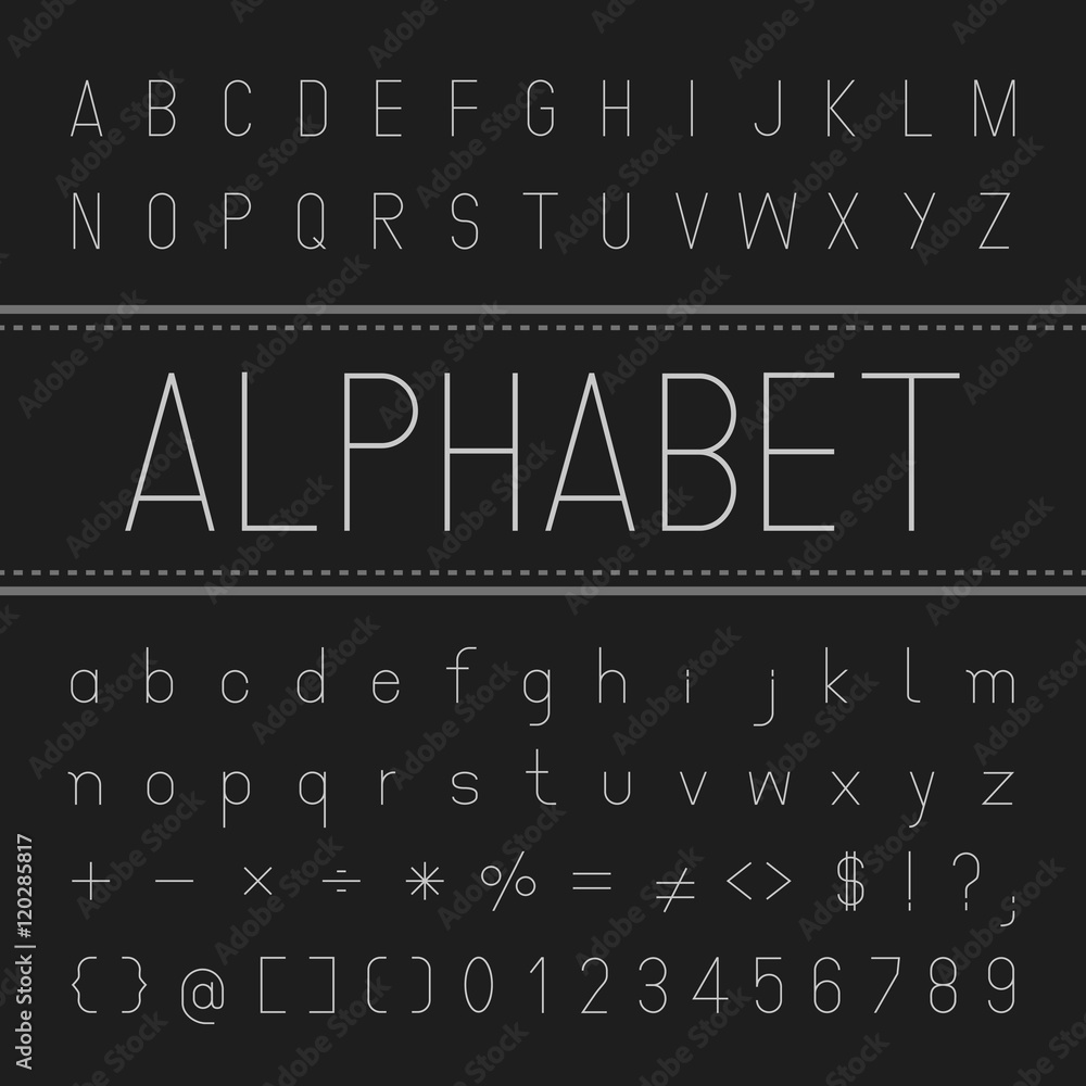 Poster create alphabet vector font design white font on a black background