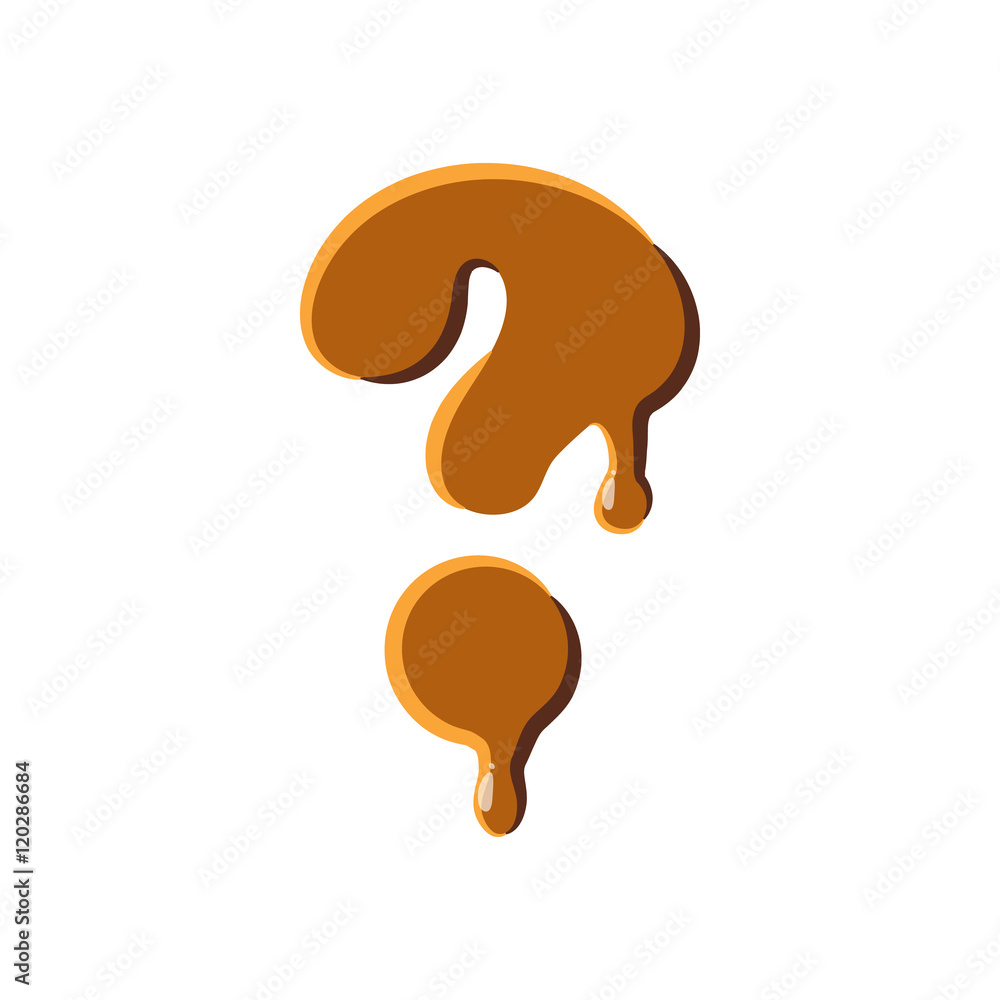 Wall mural question mark from caramel icon isolated on white background. punctuation symbol