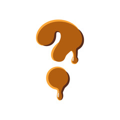 Question mark from caramel icon isolated on white background. Punctuation symbol