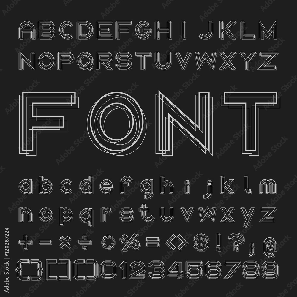 Poster create alphabet vector font design white font on a black background
