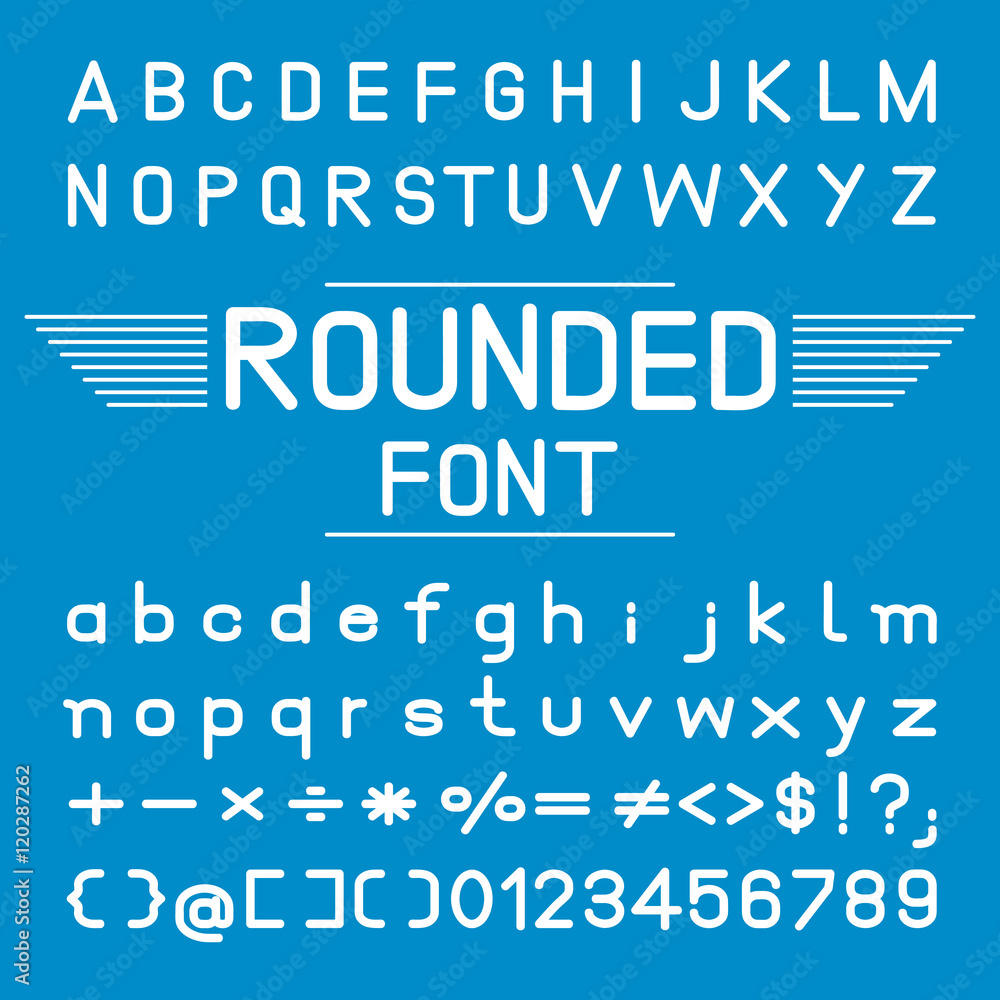 Poster create alphabet vector font design white font on a blue background