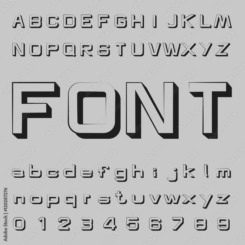Poster create alphabet vector font design black font on a gray background