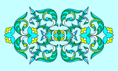 Vector illustration pattern in ethnic national style of Uzbekistan. Template for creating tiles, ceramics, wallpaper, textiles, embroidery.