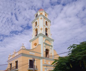 Fototapeta na wymiar Steeple in Trinidad. It is a city in the central part of Cuba. UNESCO World Heritage Site in 1988, the city was written for its colonial architecture.