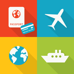 Travel flat icons set