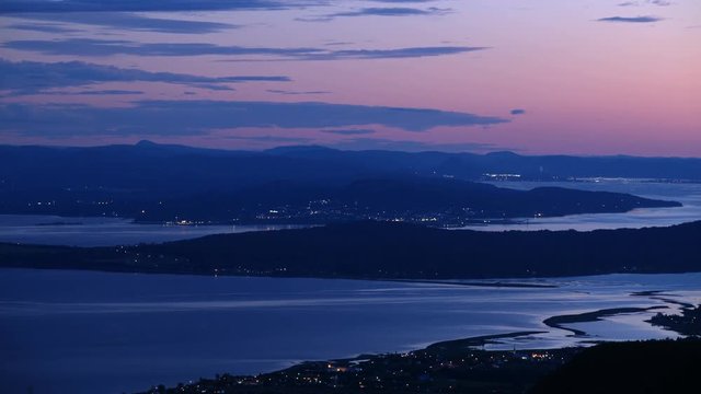 Mountains and Border Between Quebec and New-Brunswick during Sunset from High Point of View
