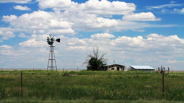 Santa Fe New Mexico - Dilapidated Farmhouse and Windmill