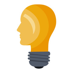 human head profile bulb light shape. innovation idea. vector illustration