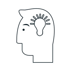 human male head profile with bulb light idea. vector illustration