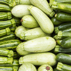 Fresh zucchini for sale at a farmer's market