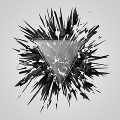 Abstract black explosion. Geometric background with triangle. Vector illustration