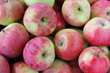 Apple background. Apples close-up, top view.