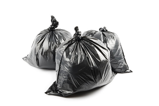 Three black garbage bags