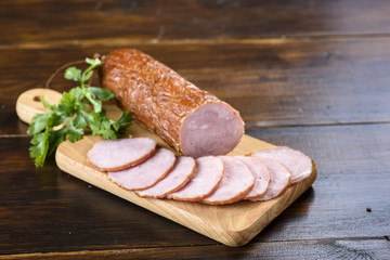 homemade sausage - a few slices of ham