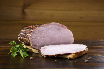 homemade sausage - a few slices of ham