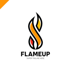 Flame logo template. Fire vector design. Number eight
