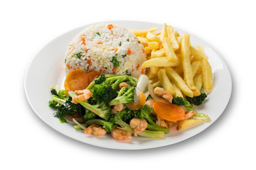 Thai food Pad thai , Stir fry noodles with shrimp and vegetables