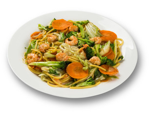 Thai food Pad thai , Stir fry noodles with shrimp and vegetables
